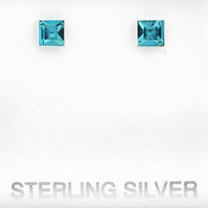 BLUE TOPAZ 0.86 Cts STUD EARRINGS .925 Sterling Silver